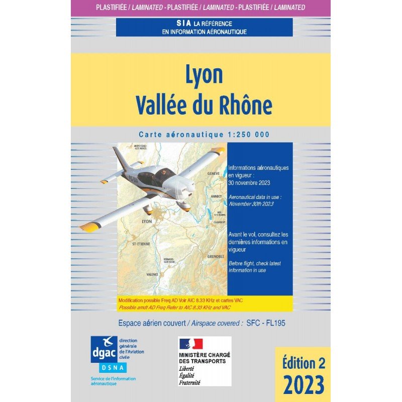 2nde Édition 2023 PLASTIFIÉE - Carte SIA Lyon Vallée du Rhône SIA - 1