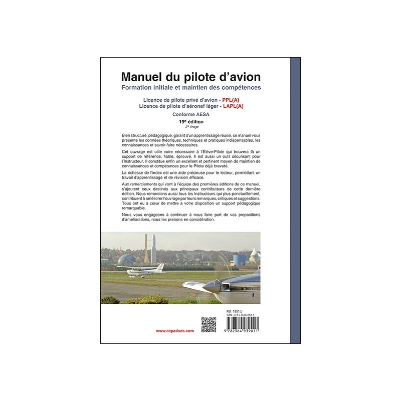 La dernière édition du Manuel du Pilote d'Avion (19E ÉD.) - LE LIVRE SEUL (PPL ET LAPL) CEPADUES - 3