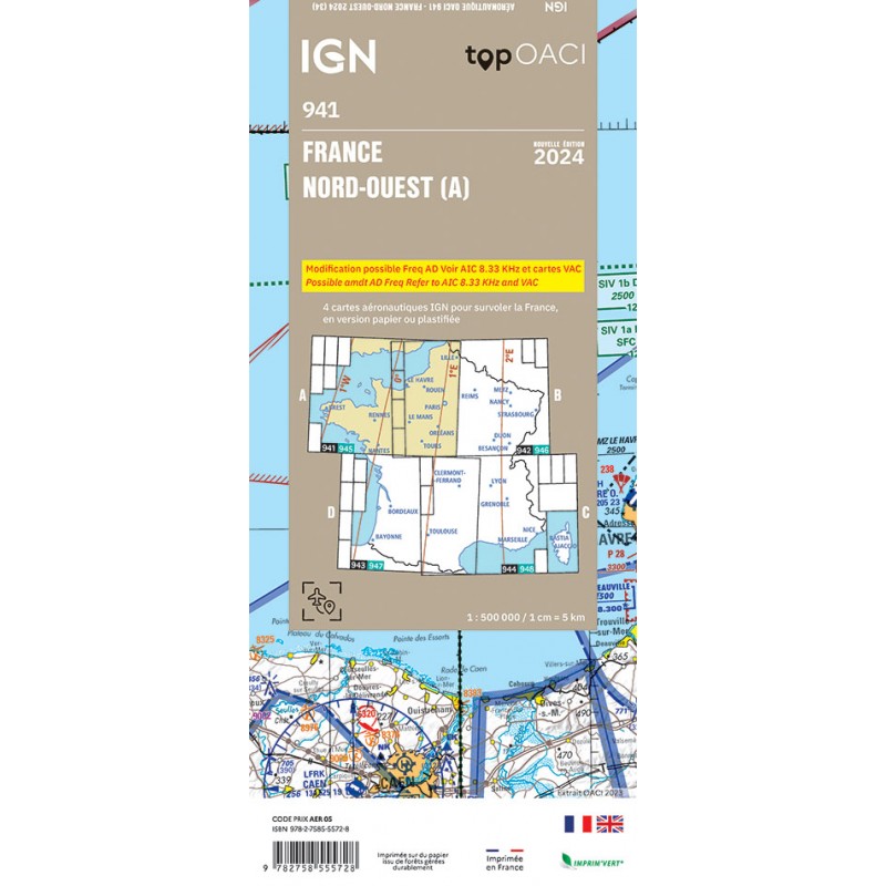 copy of 2023 Edition - Map 941 IGN ICAO - NORTH WEST FRANCE IGN - 2