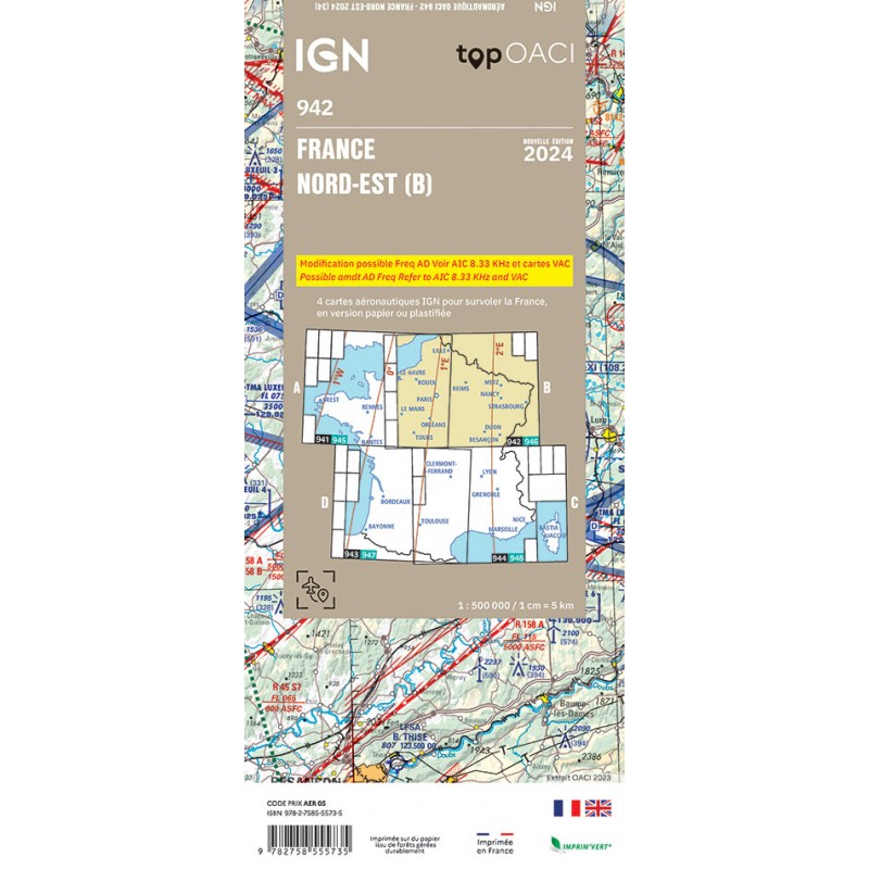 copy of 2023 Edition - Map 942 IGN ICAO - FRANCE NORD EST IGN - 2
