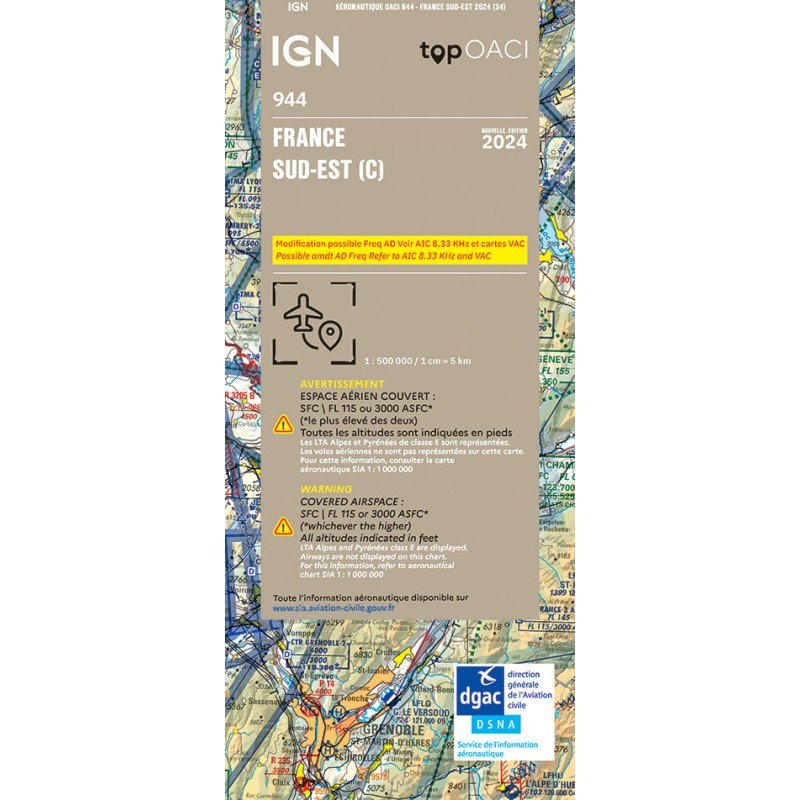 Edition 2024 - ICAO Map 944 IGN - SOUTH-EAST FRANCE