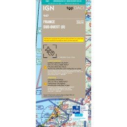 Edition 2024 Plastifiée - Carte 947 IGN OACI - FRANCE SUD OUEST IGN - 1