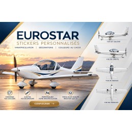 Adhesivos personalizados para Evektor Eurostar - Matrícula y rotulación AEROWOOD - 1