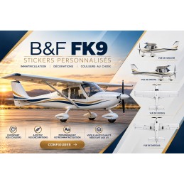 Stickers personnalisés pour B&F FK9 - Immatriculation et lettrage avion AEROWOOD - 1