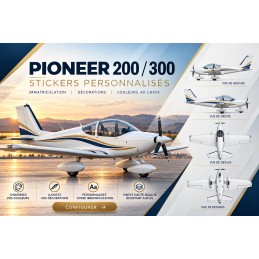 Stickers personnalisés pour Alpi Aviation Pioneer 200 / 300 - Immatriculation et lettrage avion AEROWOOD - 1