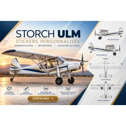 Stickers personnalisés pour Storch ULM - Immatriculation et lettrage avion AEROWOOD - 1