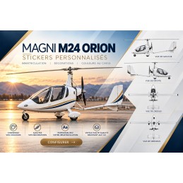 Stickers personnalisés pour Magni M24 Orion - Immatriculation et lettrage avion AEROWOOD - 1