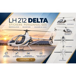 Adhesivos personalizados para LCA LH 212 Delta - Matrícula y rotulación AEROWOOD - 1