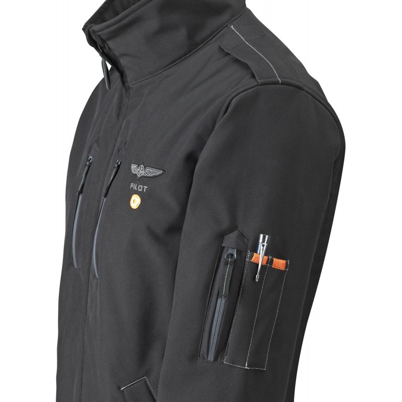 Veste softshell noire DESIGN4PILOT avec gillet orange fluo DESIGN 4 PILOTS - 2