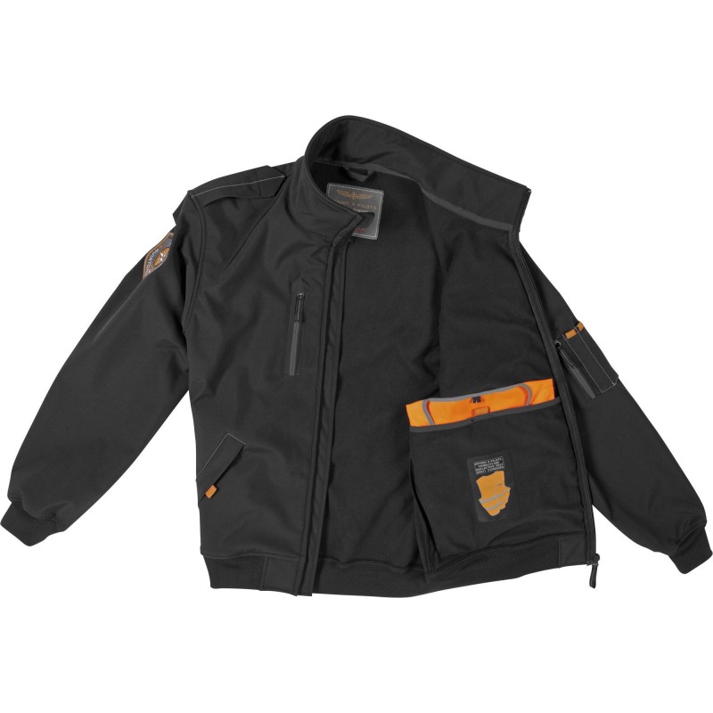 Veste softshell noire DESIGN4PILOT avec gillet orange fluo DESIGN 4 PILOTS - 4