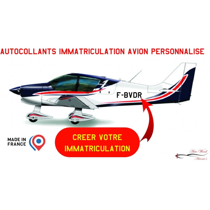 Stickers autocollants immatriculation pour avion AEROWOOD - 1