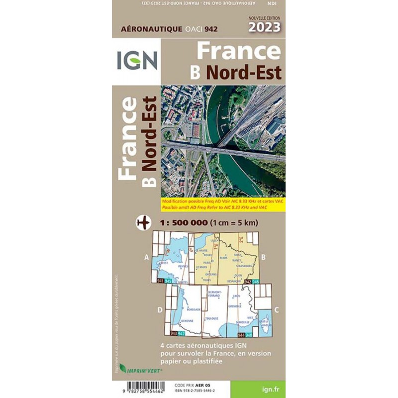 2023 Edition - Map 942 IGN ICAO - NORTHEAST FRANCE IGN - 2