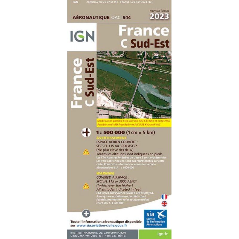 2023 Edition - Map 944 IGN ICAO - FRANCE SUD EST IGN - 1