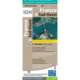 2023 Edition Laminated - Map 947 IGN ICAO - FRANCE SUD OUEST IGN - 1